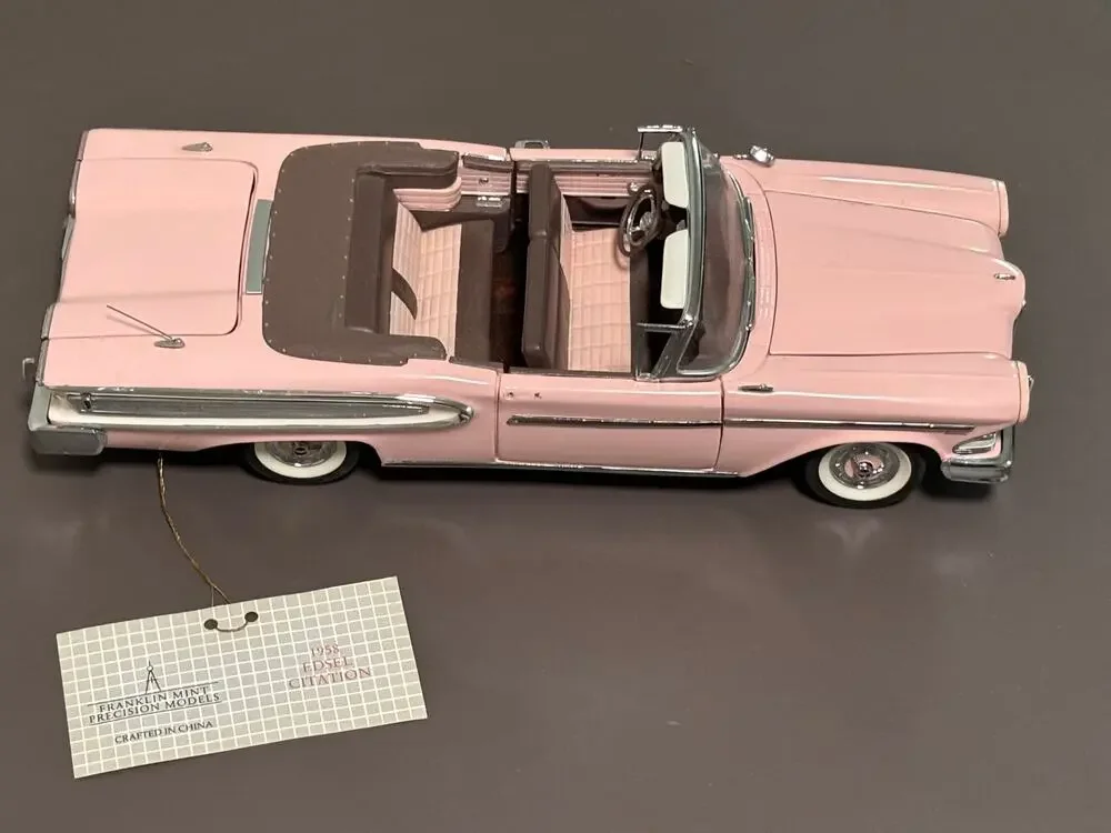 1958 Pink Edsel Citation Convertible Franklin Mint 1:24 Scale Diecast Model 1987